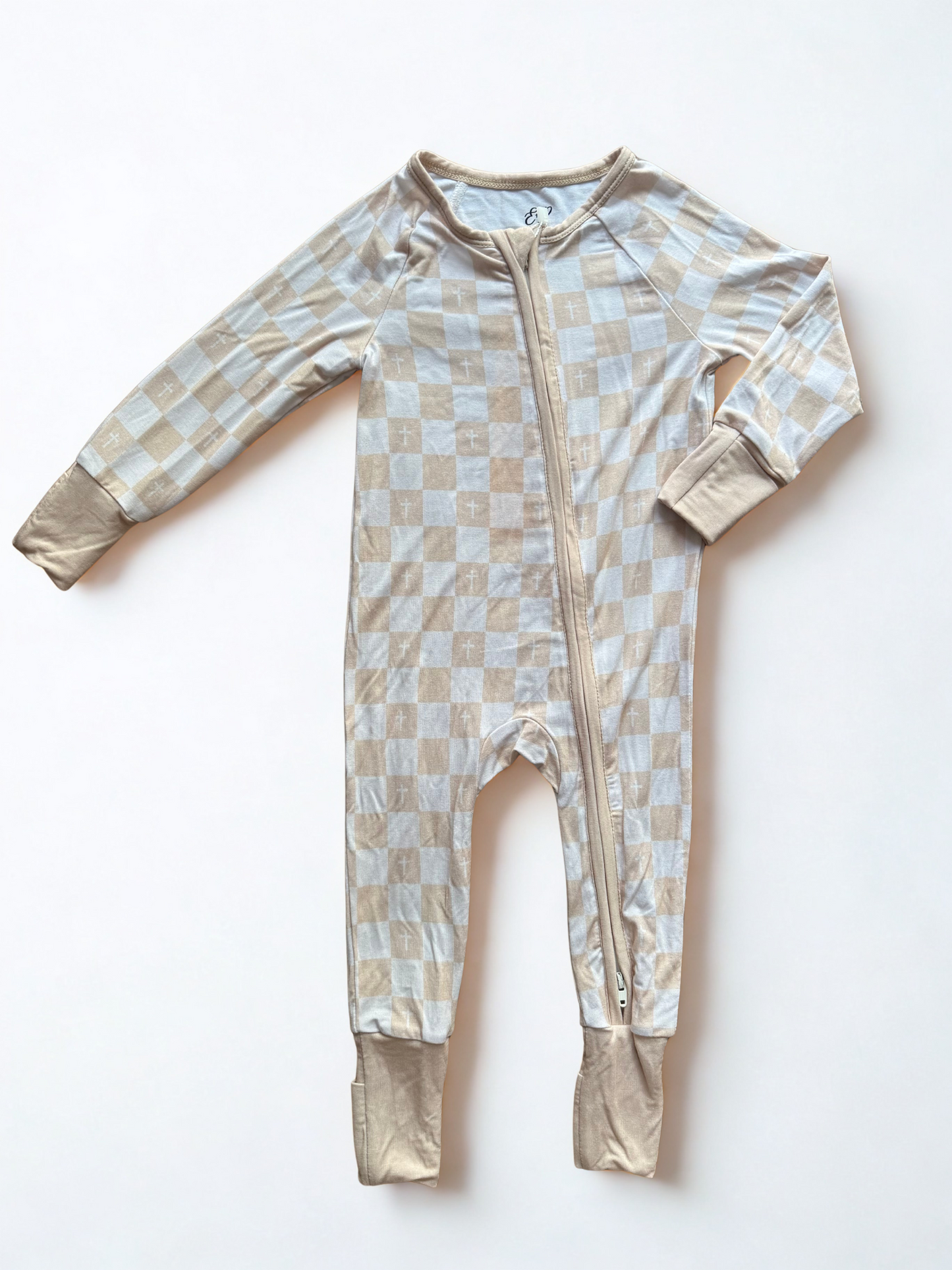 CHECKERED CROSSES BAMBOO ZIPPY PAJAMAS