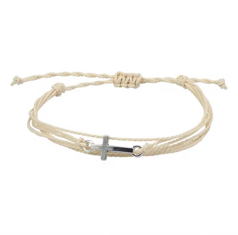 SILVER CROSS FRIENDSHIP BRACELET