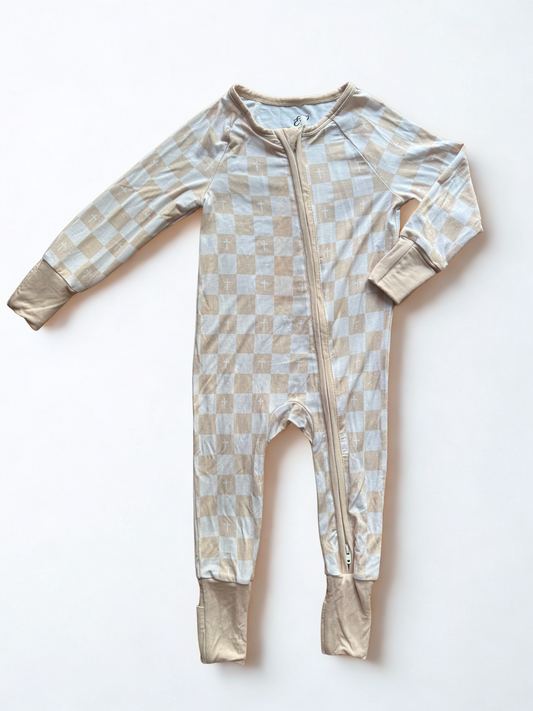 CHECKERED CROSSES BAMBOO ZIPPY PAJAMAS