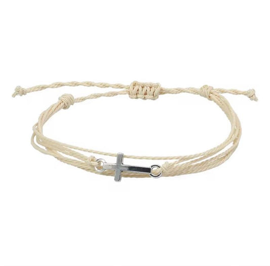 SILVER CROSS FRIENDSHIP BRACELET